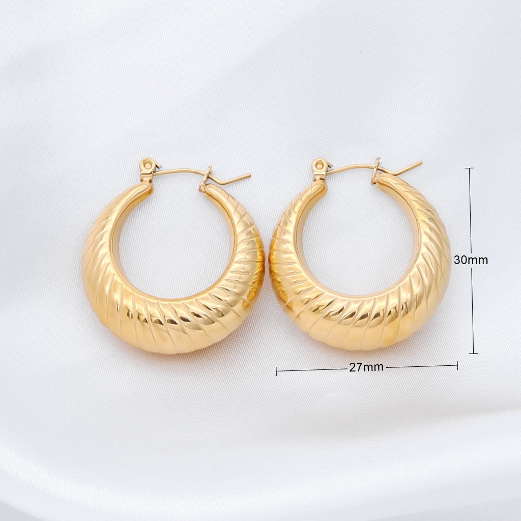 Stainless Steel Twisted Pattern Earrings - Silver-Earrings-2-Glitters