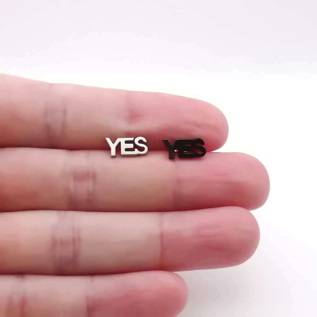 Stainless Steel YES Letter Fake Plug Earring