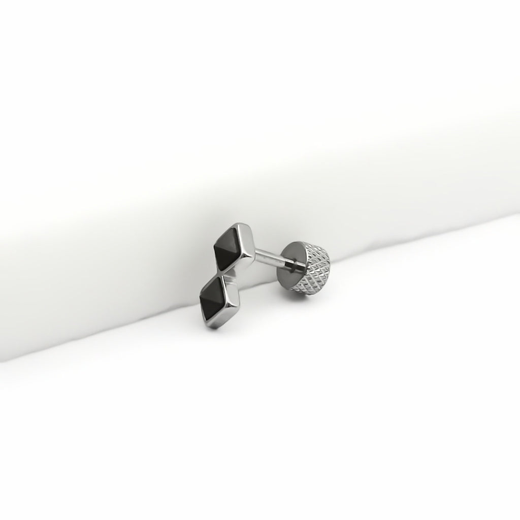 Stainless Steel Double Diamond Geometric Fake Plug Earring