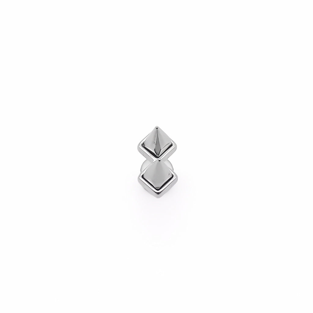 Stainless Steel Double Pyramid Spike Fake Plug Earring-Fake Plugs-1-Glitters