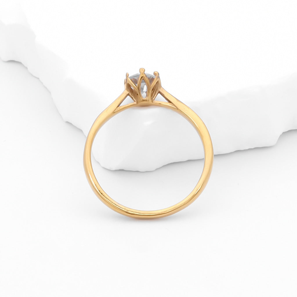Cubic Zirconia Wedding Engagement Ring - Gold-Stainless Steel Rings-1-Glitters