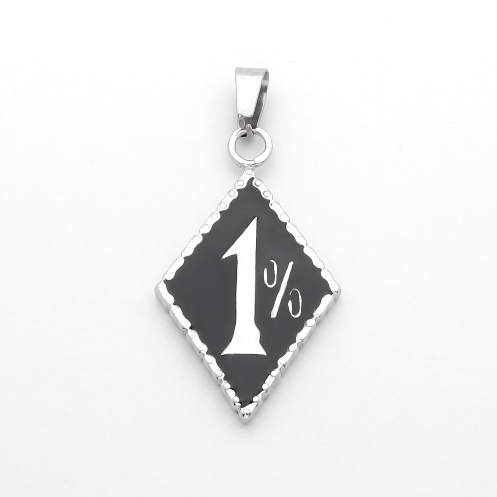Stainless Steel 1% Diamond Shape Pendant-Pendants-1-Glitters