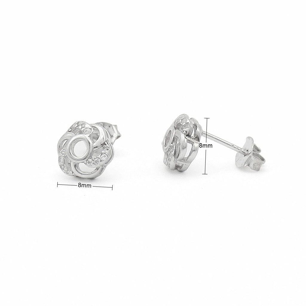 Sterling Silver Open Swirl CZ Stud Earrings