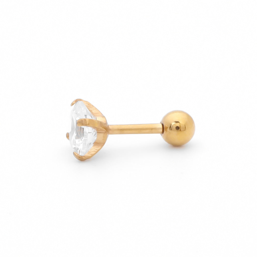 Prong Set Round CZ Studs - Gold-Tragus | Cartilage | Daith | Conch-2-Glitters
