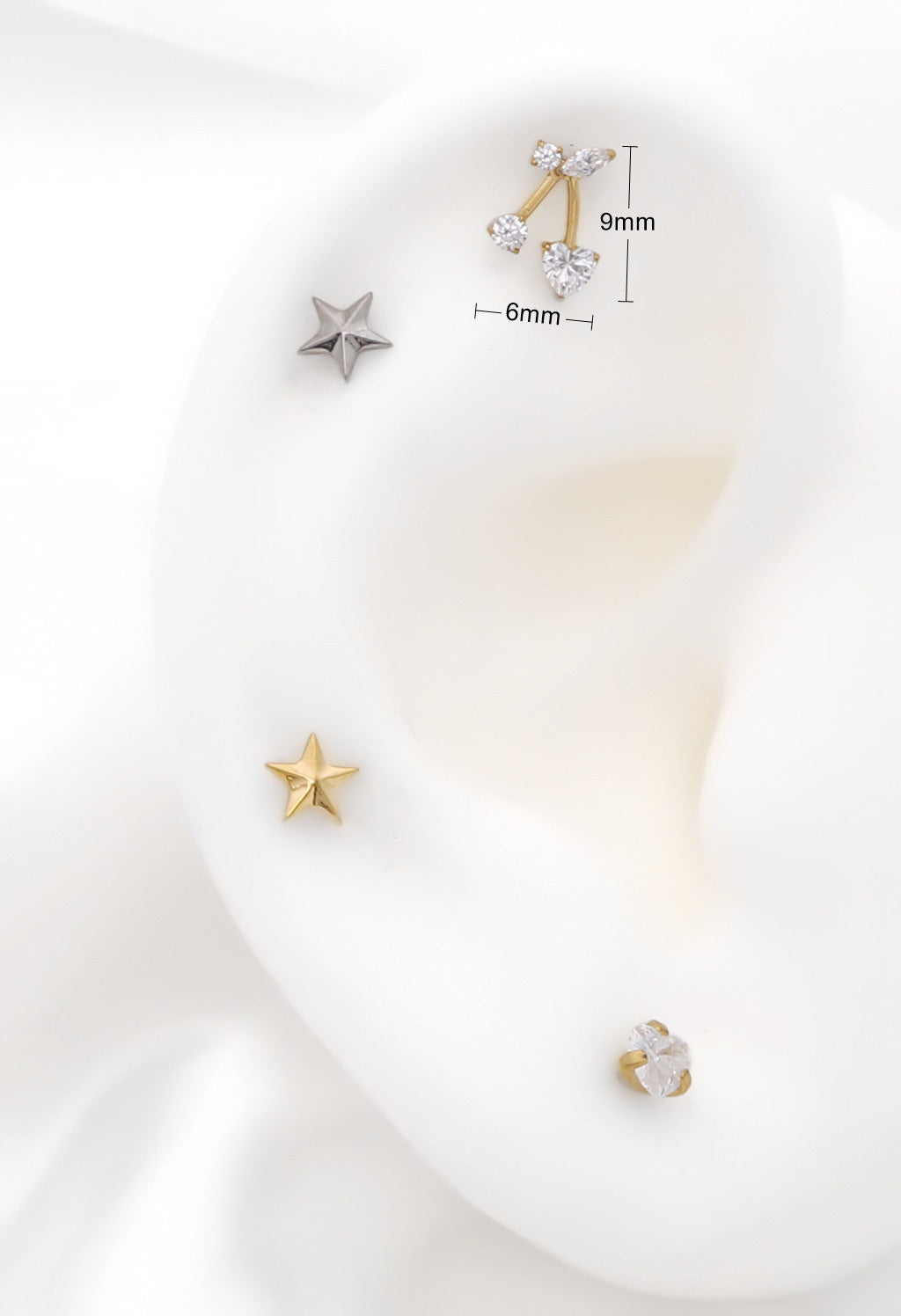 CZ Cherry Titanium Flat Back Stud Earrings-Tragus | Cartilage | Daith | Conch-3-Glitters