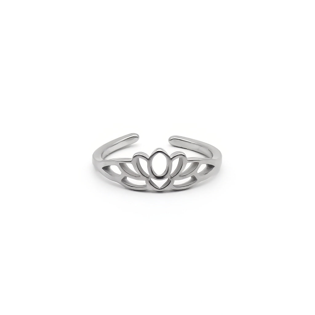 Stainless Steel Lotus Flower Band Toe Ring-Toe Ring-3-Glitters