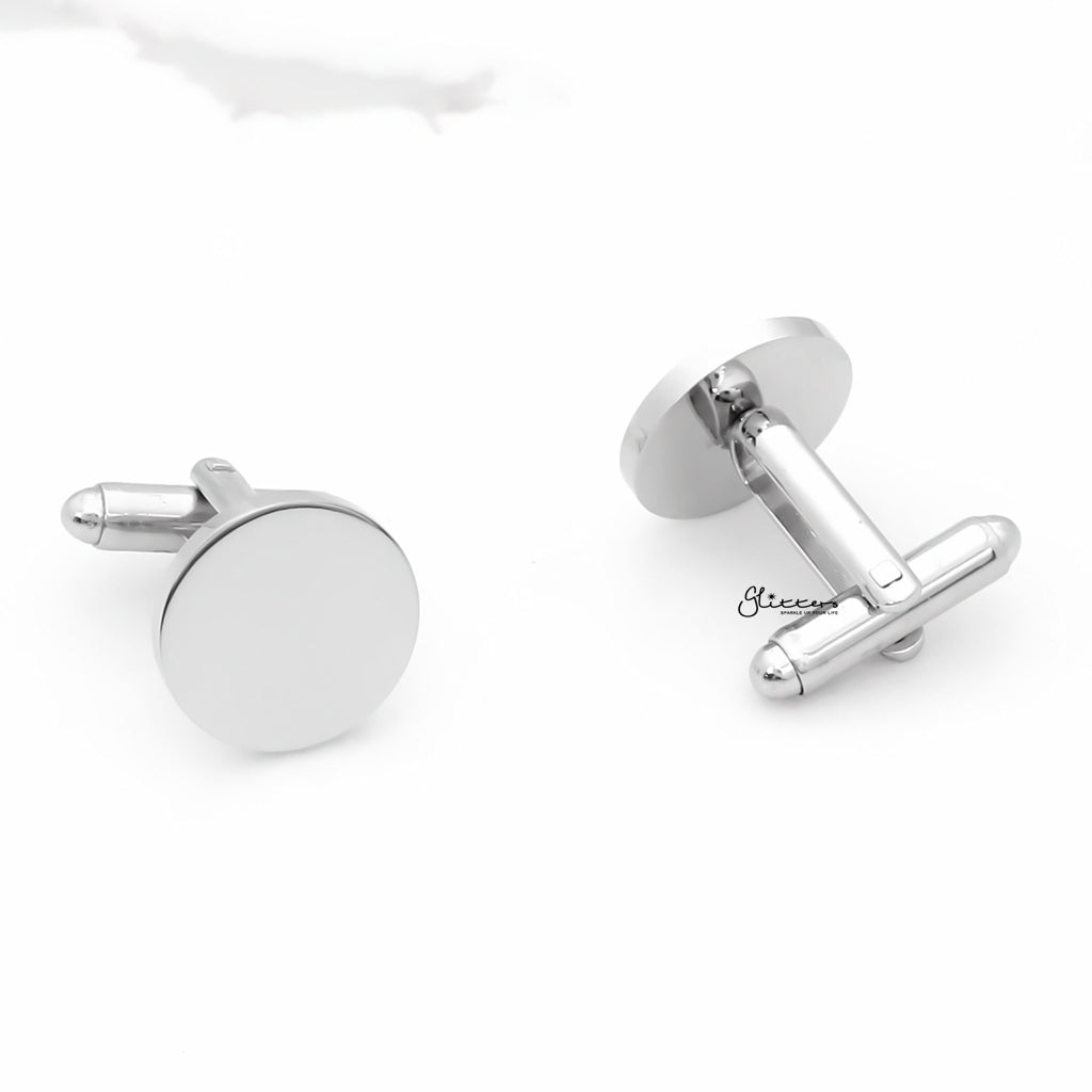 Stainless Steel Round Cufflinks-Cufflinks-4-Glitters