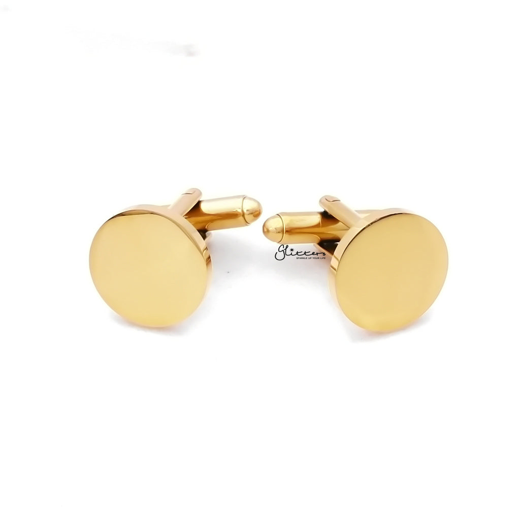 Stainless Steel Round Cufflinks-Cufflinks-2-Glitters