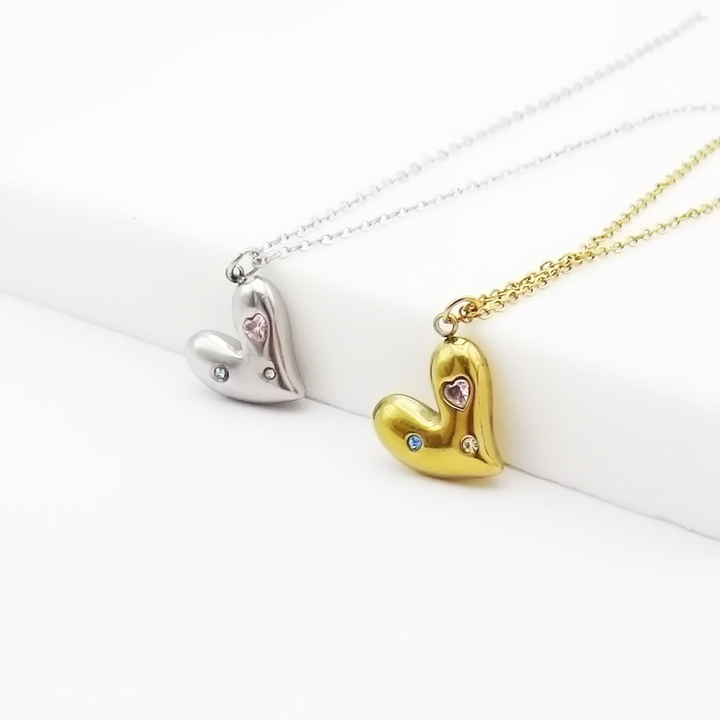 Stainless Steel Liquid Heart Pendant Necklace