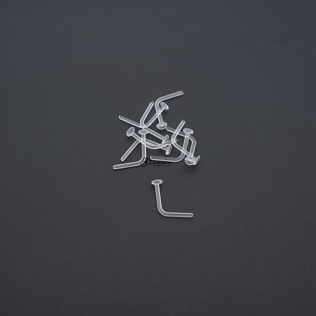 Flat Top Clear Nose Retainer Bundles-Nose Studs-1-Glitters