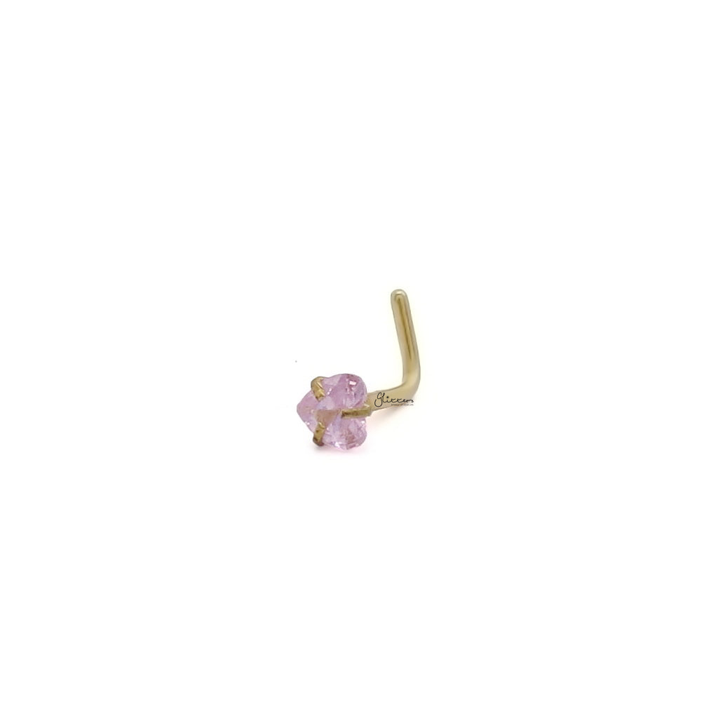 3mm Pink Heart C.Z L Bend Nose Stud-Nose Studs-2-Glitters