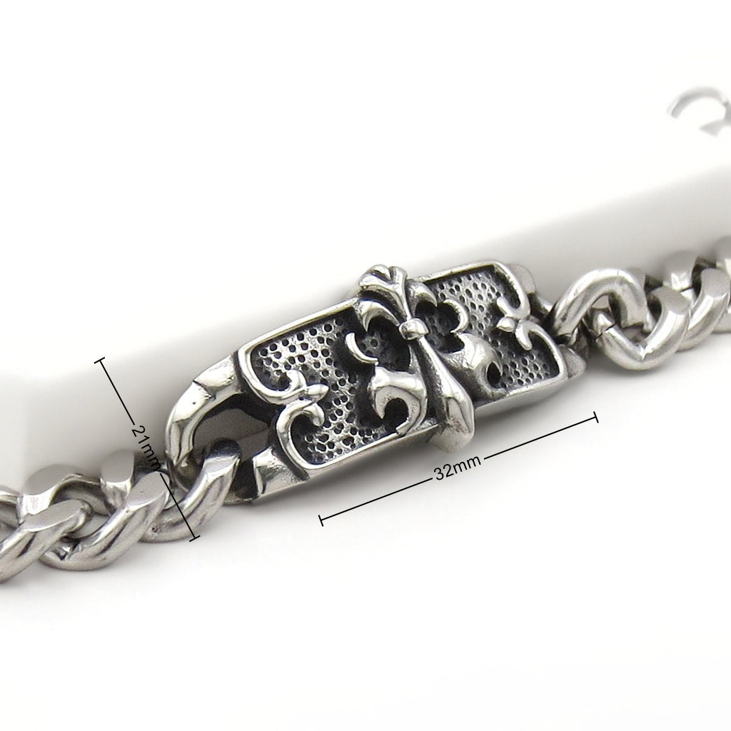Stainless Steel Gothic Crest Link Bracelet-Stainless Steel Bracelets-5-Glitters