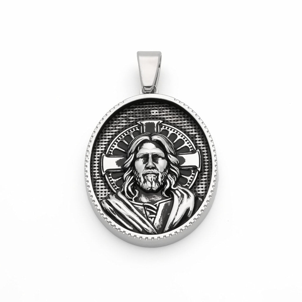 Stainless Steel Jesus Pendant - Silver-Pendants-1-Glitters