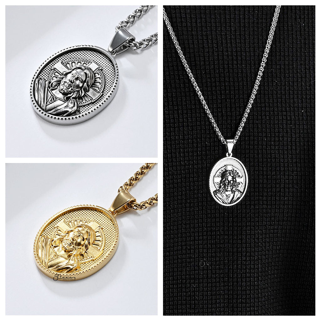 Stainless Steel Jesus Pendant - Gold-Pendants-2-Glitters