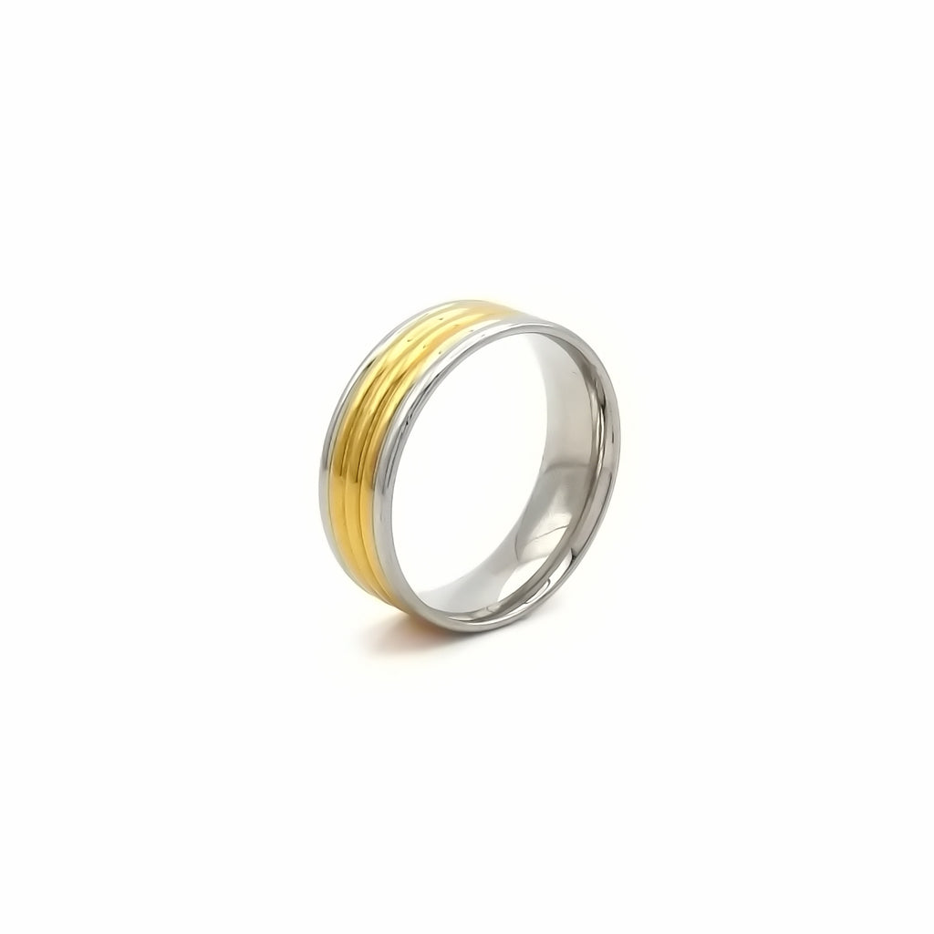 Stainless Steel Two-Tone Ring with Gold and Silver Bands-Stainless Steel Rings-1-Glitters