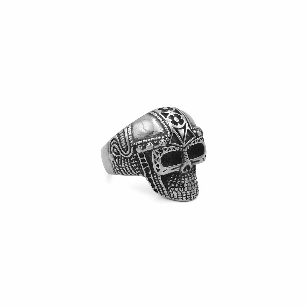 Stainless Steel Skull Ring with Viking Armor Pattern-Stainless Steel Rings-2-Glitters