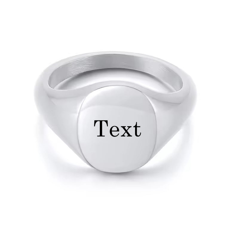 Personalised Stainless Steel Oval Signet Blank Plain Ring-Stainless Steel Rings-1-Glitters
