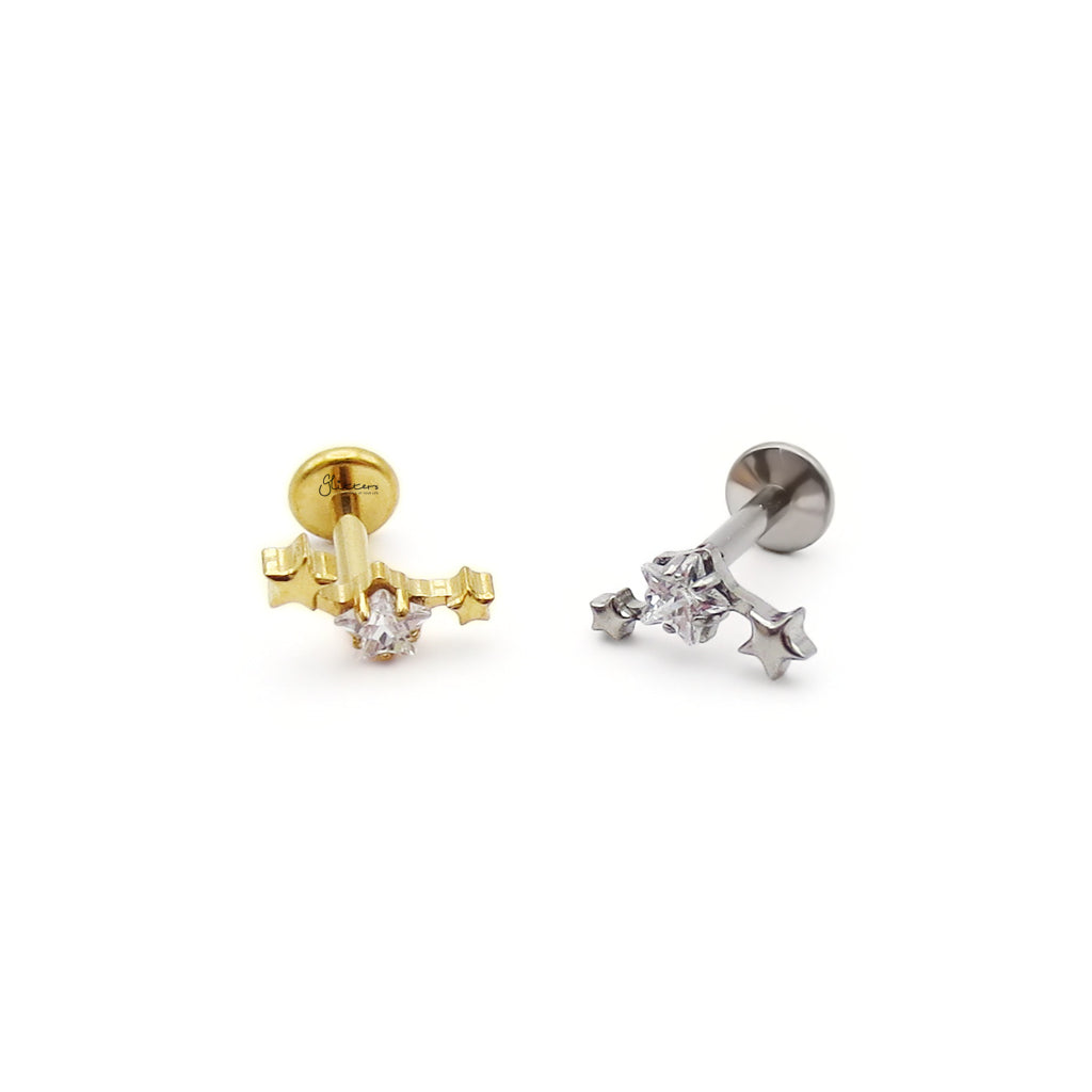 Triple Star Cluster Titanium Flat Back Stud Earring