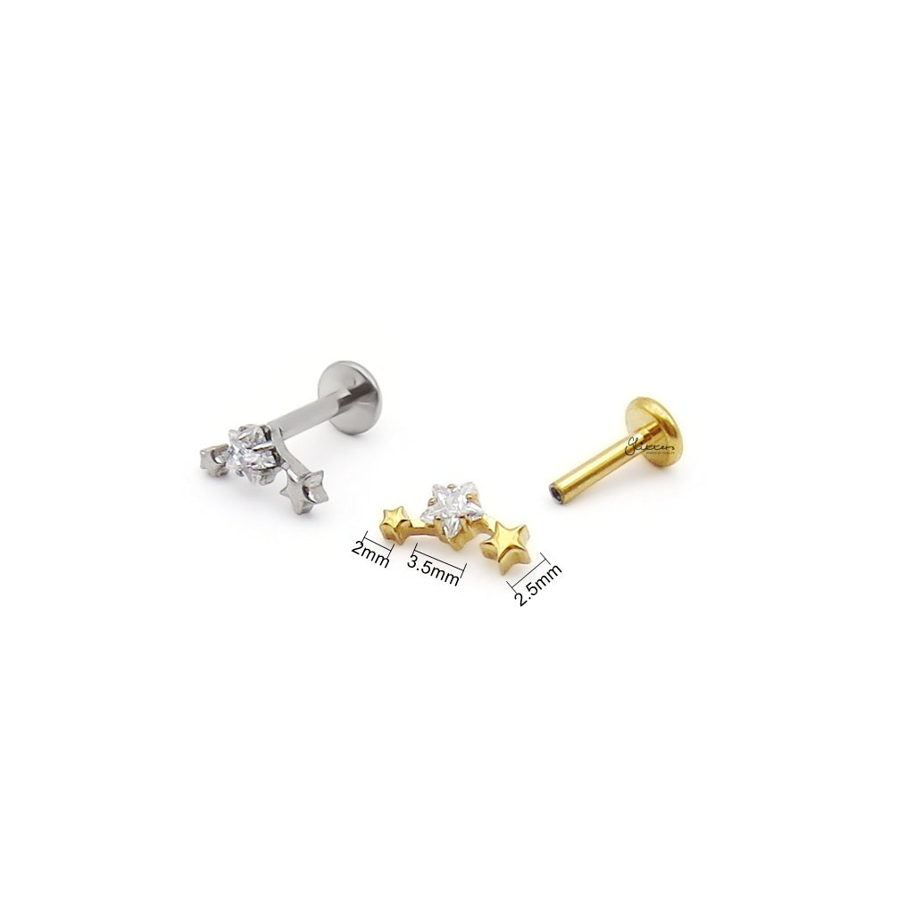 Triple Star Cluster Titanium Flat Back Stud Earring