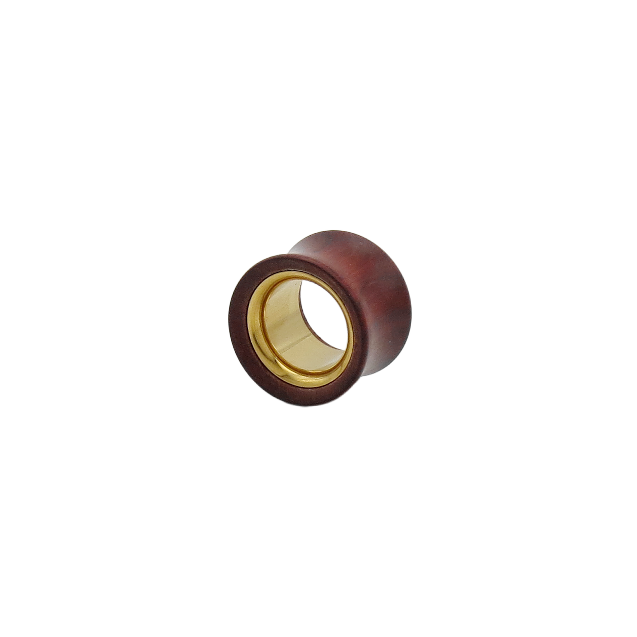 Red Sandalwood and Gold Centered Double Flared Ear Tunnel Plug-Tunnels-1-Glitters