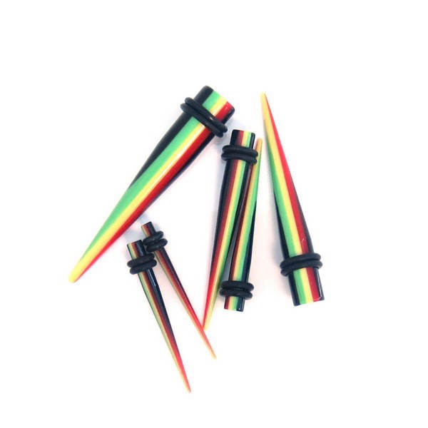 Acrylic Rasta Ear Stretchers-Body Piercing Jewellery, Ear Stretcher, Plug, Sale-139-Glitters