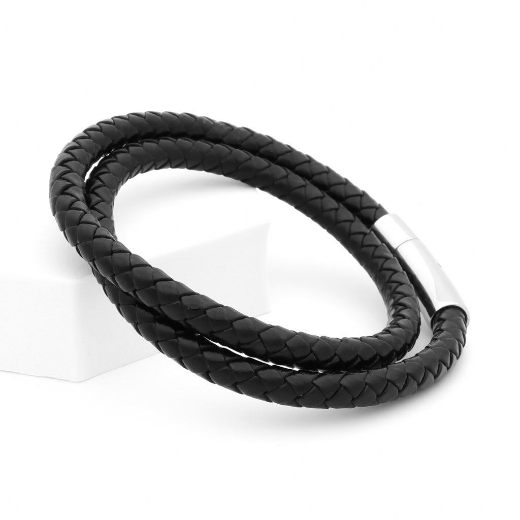 Black Braided Leather Bracelet-Bracelets, Jewellery, leather bracelet, Men's Bracelet, Men's Jewellery, Women's Bracelet, Women's Jewellery-BCL0211-1_1-Glitters