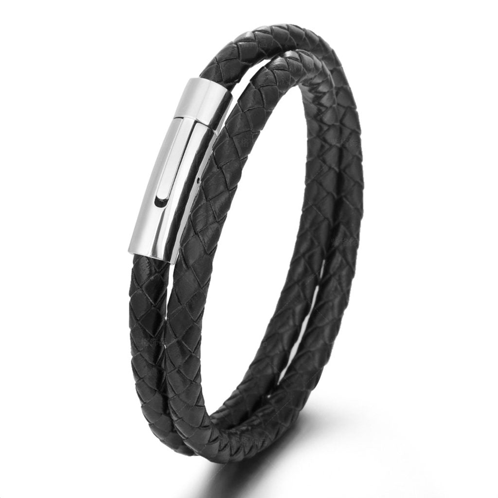 Black Braided Leather Bracelet-Bracelets, Jewellery, leather bracelet, Men's Bracelet, Men's Jewellery, Women's Bracelet, Women's Jewellery-BCL0211_4-Glitters