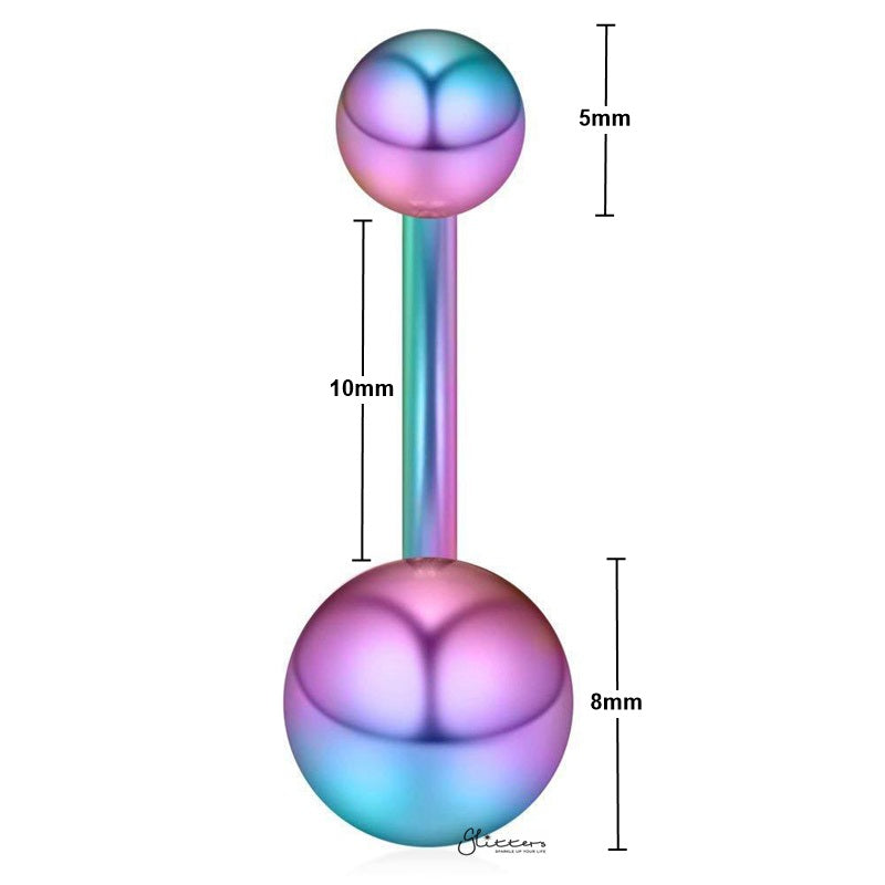 Basic 316L Surgical Steel Belly Button Navel Ring - Multi-Belly Ring, Body Piercing Jewellery-Basic316LSurgicalSteelBellyButtonNavelRings-multi-details_New-Glitters