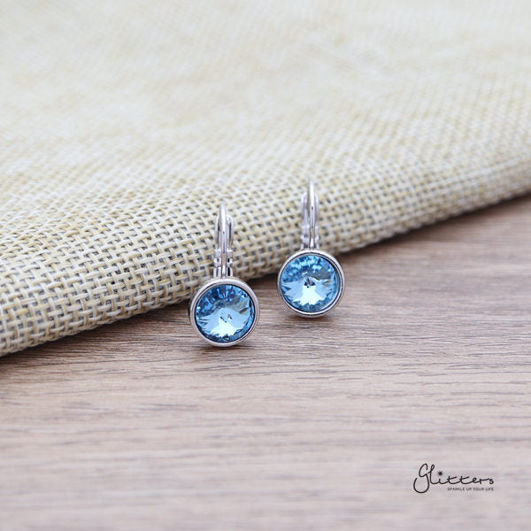 Round Crystal Hook Earrings - 8 Colour Options-Crystal, earrings, Hook Earring, Jewellery, Women's Earrings, Women's Jewellery-ER1467-07-Glitters