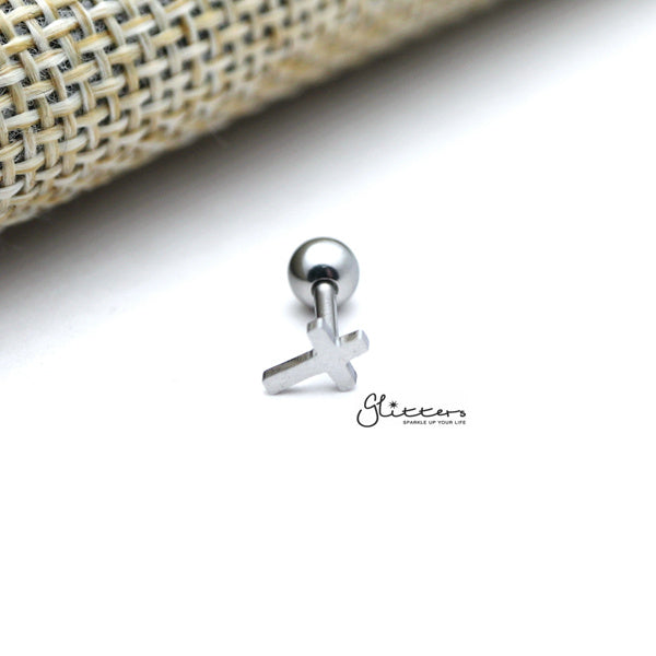 316L Surgical Steel Plain Cross Screw Back Barbell for Tragus, Cartilage, Conch, Helix Piercing and More-Body Piercing Jewellery, Cartilage, Conch Earrings, Helix Earrings, Jewellery, Lobe piercing, Tragus-FP0019-01-Glitters
