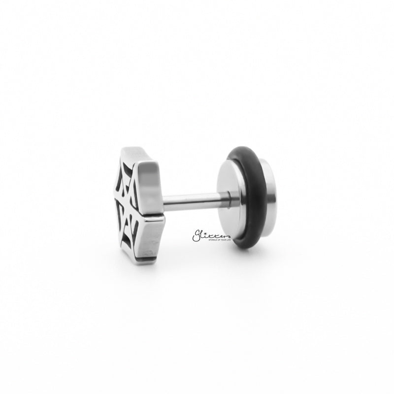 Stainless Steel Spiderweb Fake Plug Earring-Body Piercing Jewellery, earrings, Fake Plug, Jewellery, Men's Earrings, Men's Jewellery, Stainless Steel-FP0199-2_1-Glitters