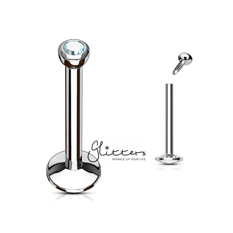 16GA 316L Surgical Steel Internally Threaded Labret with Press Fit 2mm Gem-Body Piercing Jewellery, Labret, Monroe-LB0001-Q-Glitters
