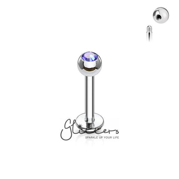 16GA 316L Surgical Steel Labret with Press Fit Gem 3mm Ball-Body Piercing Jewellery, Labret, Monroe-LS03-B-03-Glitters