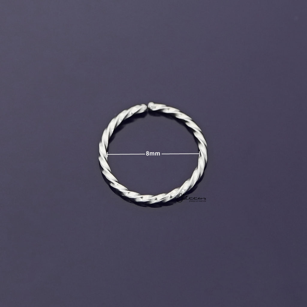 20GA Twisted Surgical Steel Rounded Ends Bendable Nose Rings - Silver-Body Piercing Jewellery, Nose Piercing Jewellery, Nose Ring, Nose Studs, Septum Ring, Tragus-NS0076-S-8mm_1000_New-Glitters