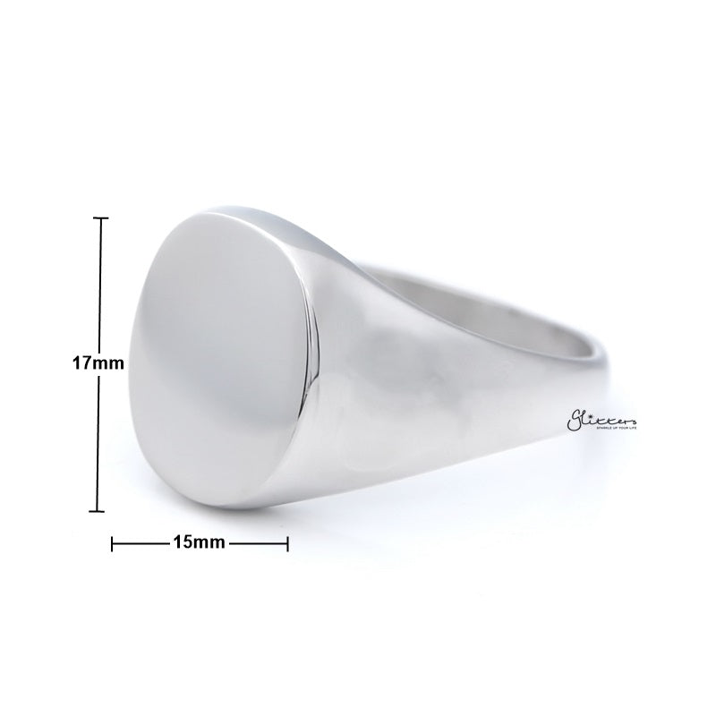 Stainless Steel Oval Signet Blank Plain Ring - Silver-Jewellery, Men's Jewellery, Men's Rings, Rings, Stainless Steel, Stainless Steel Rings-OvalRing-3_New-Glitters