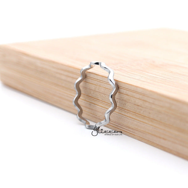 Stainless Steel Wavy Women's Rings - Silver-Jewellery, Rings, Stainless Steel, Stainless Steel Rings, Women's Jewellery, Women's Rings-RG0138_S02-Glitters