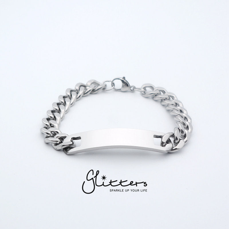 Stainless Steel Men's ID Bracelet 11mm Width-Bracelets, Engravable, ID Bracelet, Jewellery, Men's Bracelet, Men's Jewellery, Stainless Steel, Stainless Steel Bracelet-SB0038_4-Glitters