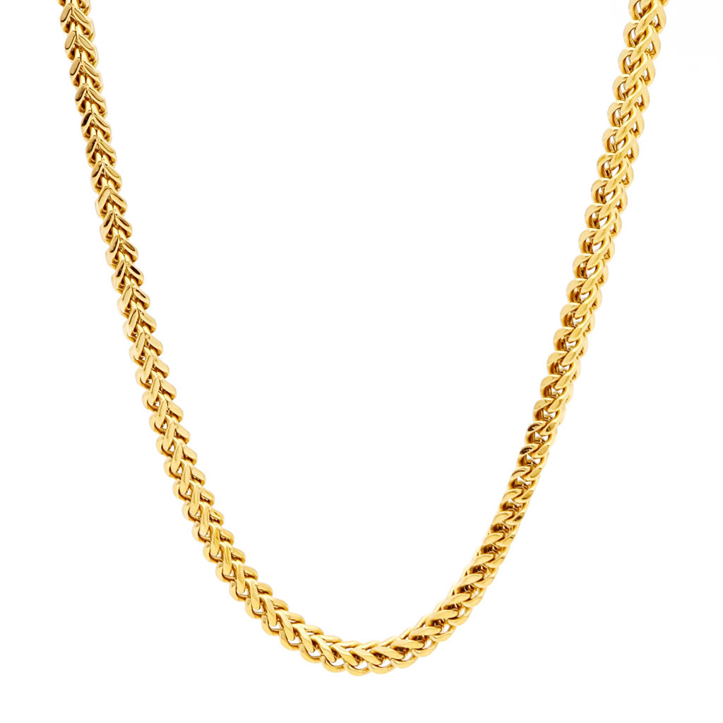 Stainless Steel 3mm Square Franco Link Chain Necklace-Chain Necklaces, Franco Chain, Jewellery, Men's Chain, Men's Jewellery, Men's Necklace, Necklaces, New, Stainless Steel Chain, Women's Jewellery, Women's Necklace-SC0099-1_1-Glitters