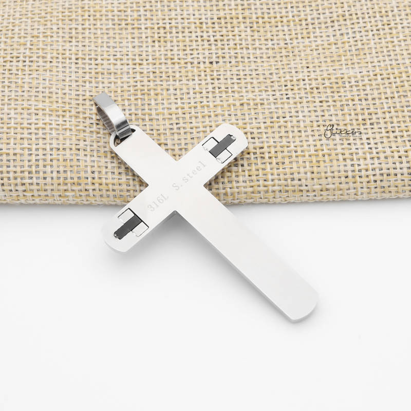 Double Layer Two Tone Cross Pendant-Jewellery, Men's Jewellery, Men's Necklace, Necklaces, Pendants, Stainless Steel, Stainless Steel Pendant-SP0309-2_800-Glitters
