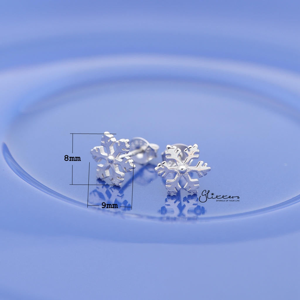 Sterling Silver Snowflake Women's Stud Earrings-earrings, Jewellery, Stud Earrings, Women's Earrings, Women's Jewellery-SSE0258_02_New-Glitters