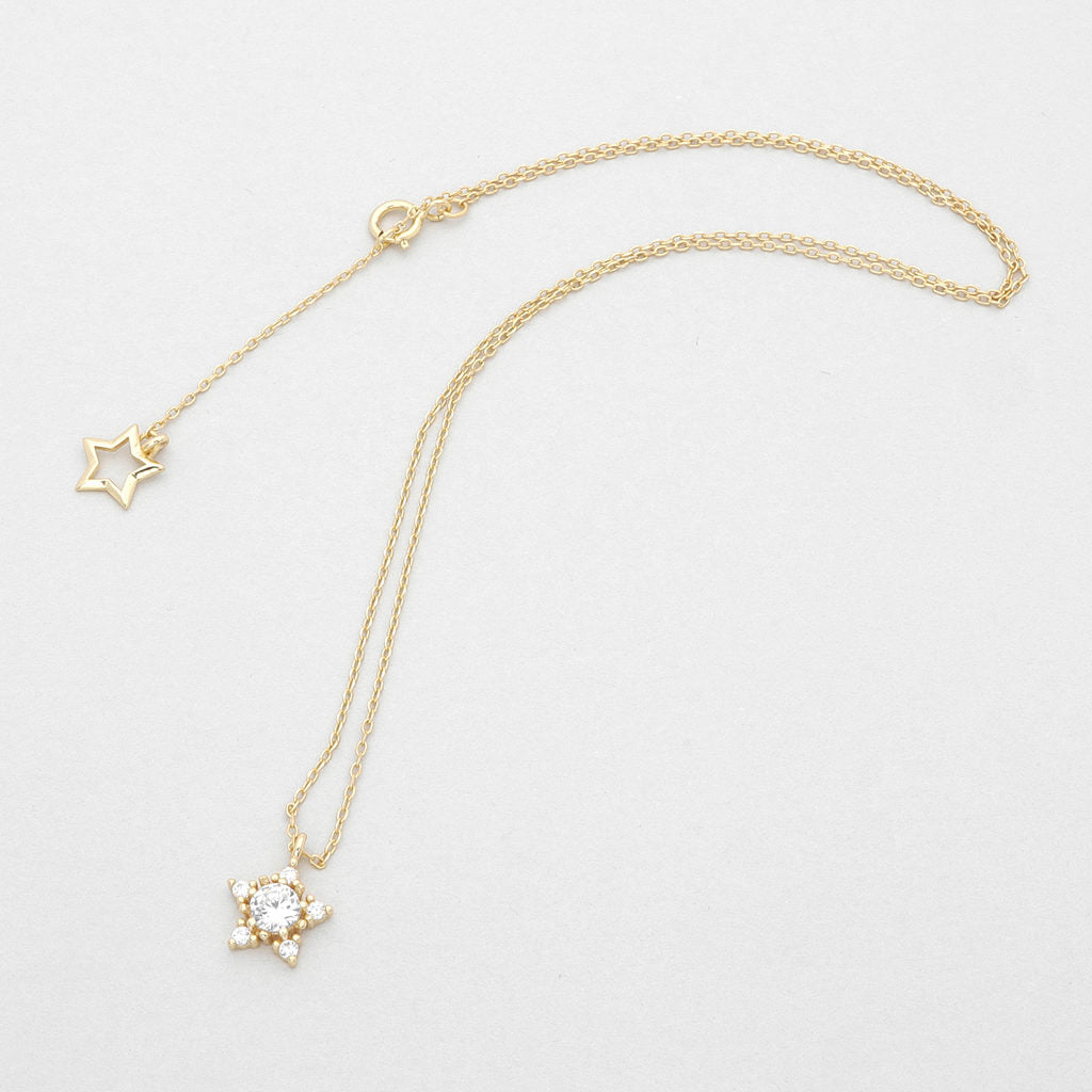 Sterling Silver C.Z Star Necklace-Cubic Zirconia, Jewellery, Necklaces, New, Sterling Silver Necklaces, Women's Jewellery, Women's Necklace-SSP0085-G3_1-Glitters