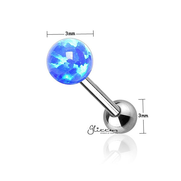 Opal Ball Top with Surgical Steel Tragus Barbell-Blue-Jewellery, Tragus, Women's Earrings, Women's Jewellery-TG0014_B01_New-Glitters