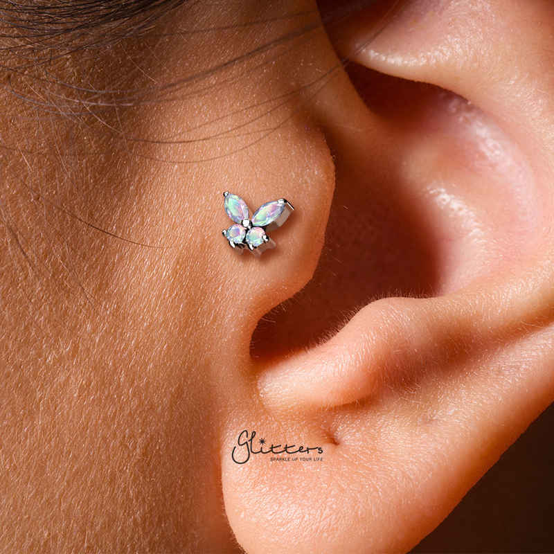 Prong Set CZ Butterfly Tragus Cartilage Barbell Stud - Aqua-Body Piercing Jewellery, Cartilage, Cubic Zirconia, Jewellery, Tragus, Women's Earrings, Women's Jewellery-TG0130_800_5472b1b8-451d-45aa-9dad-2d782469d109-Glitters