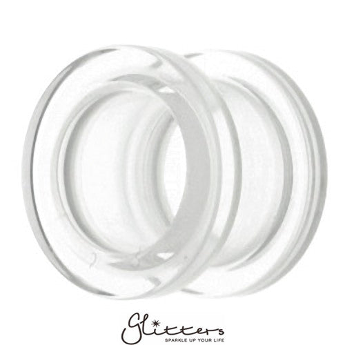 Acrylic Screw Fit Flesh Tunnel - Clear-Body Piercing Jewellery, Plug, Tunnel-TL00032-Glitters