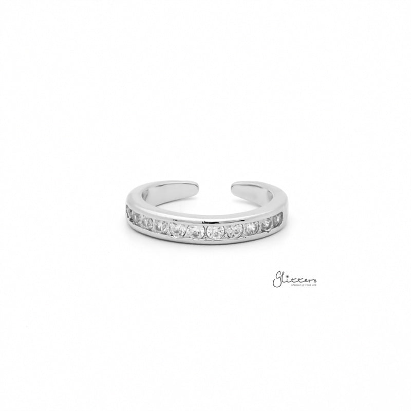 3mm CZ Paved Band Toe Ring - Silver-Cubic Zirconia, Jewellery, Toe Ring, Women's Jewellery-TOR0010-S1_800-Glitters