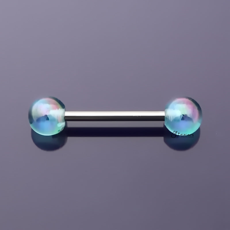Metallic Aurora Borealis Coating Balls Tongue Barbell - Light Blue-Body Piercing Jewellery, Tongue Bar-TR0001-LBLUE-1_800-Glitters