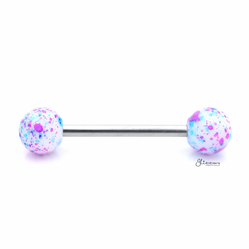Purple and Blue Colour Spot Balls Tongue Barbell-Body Piercing Jewellery, Tongue Bar-TR0001-PB-0_800-Glitters