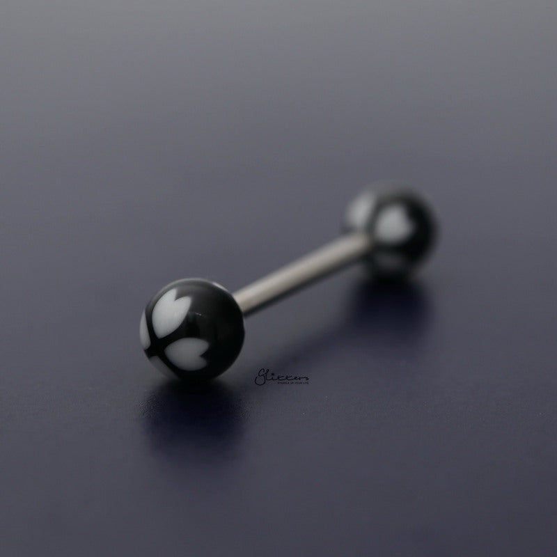 Four Hearts Acrylic Balls Tongue Barbell - White-Body Piercing Jewellery, Tongue Bar-TR0036-WT_800-Glitters