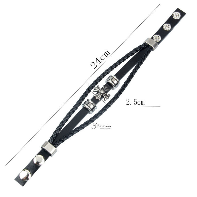 Classic Multilayer Cross Adjustable Leather Bracelet-Bracelets, Jewellery, leather bracelet, Men's Bracelet, Men's Jewellery, Women's Bracelet, Women's Jewellery-bcl0185-3_800-Glitters