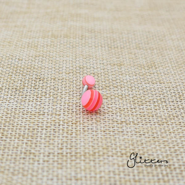 14 Gauge Acrylic Multi Color Strips Balls Belly Button Ring - Red-Belly Ring, Body Piercing Jewellery, Sale-bj0062-strip05-Glitters